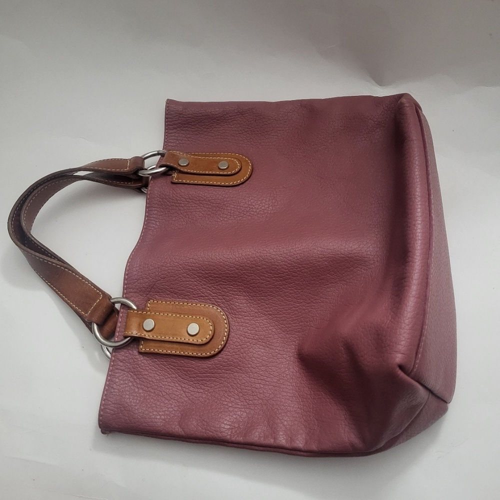 Maurizio Taiuti Women's Handbag Pink Tote with Brown Accents Leather Medium - Picture 9 of 12